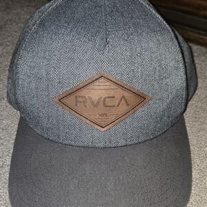 RVCA Charcoal and Leather Patch Cap